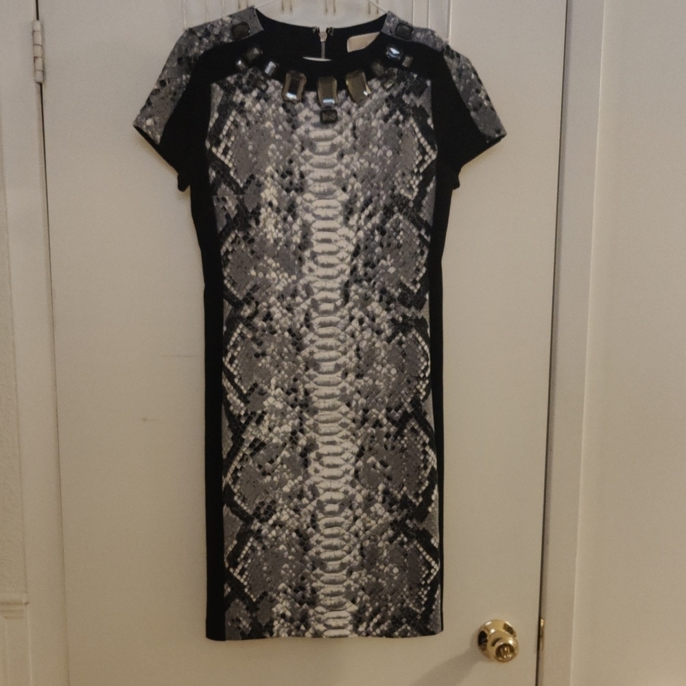 Michael Kors Black and White Sheath Cocktail Dress